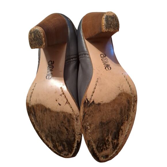 Vintage Acme Cowboy Boot Stacked Heel Women size 5.5 Medium Gray - Picture 9 of 11